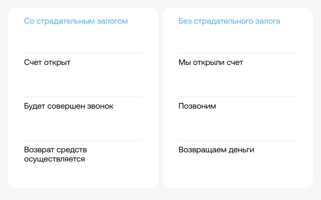 Избавляем от страдательного залога в текстах. пример